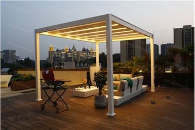 Howvin Mechanical Louvered Pergola European Simple All Aluminium Alloy Electric Leaf Pergola Garden Pavilion Outdoor Courtyard Sunblock Room